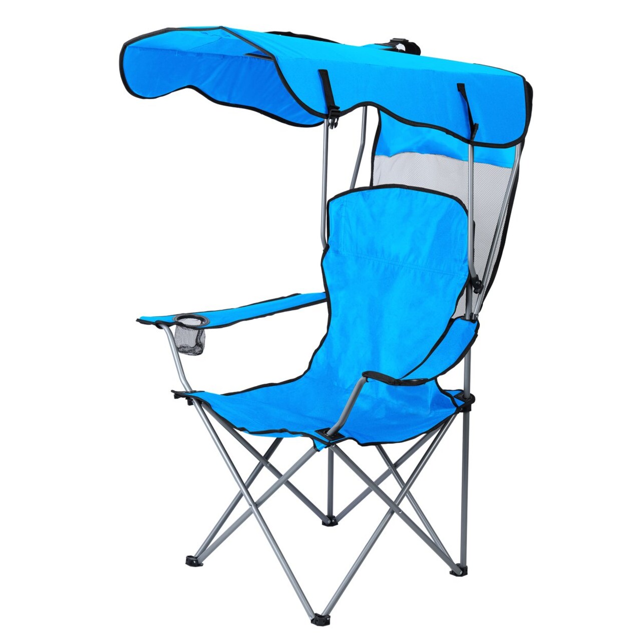 Lawn Chair Camping Chair With Canopy Shade Portable Folding Chair With Sun Shade Cup Holder Side Pocket For Outdoor
